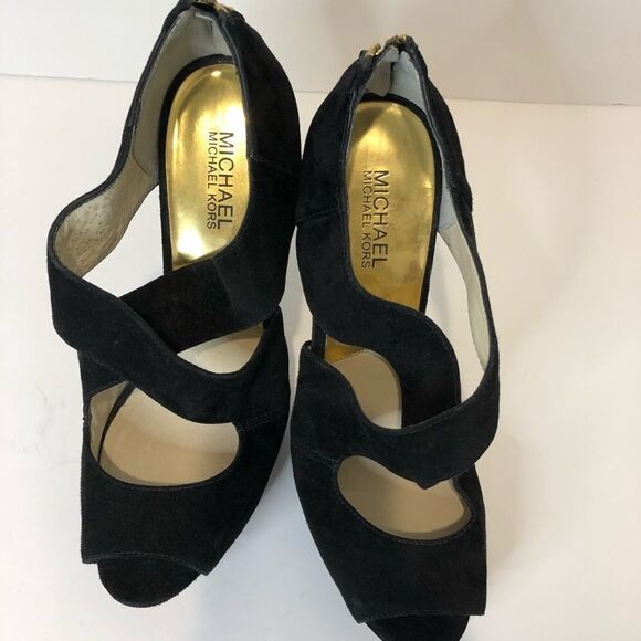 Michael Kors black peep toe platform 5in heels size 10 - Picture 16 of 16